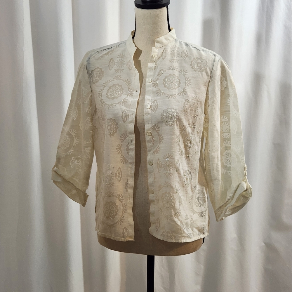 JJill White Blouse with Sequin
